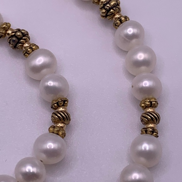 Turchin Hallmarked RARE Gold, Freshwater Pearl & Mother of Pearl Wrap Bracelet - Picture 6 of 15